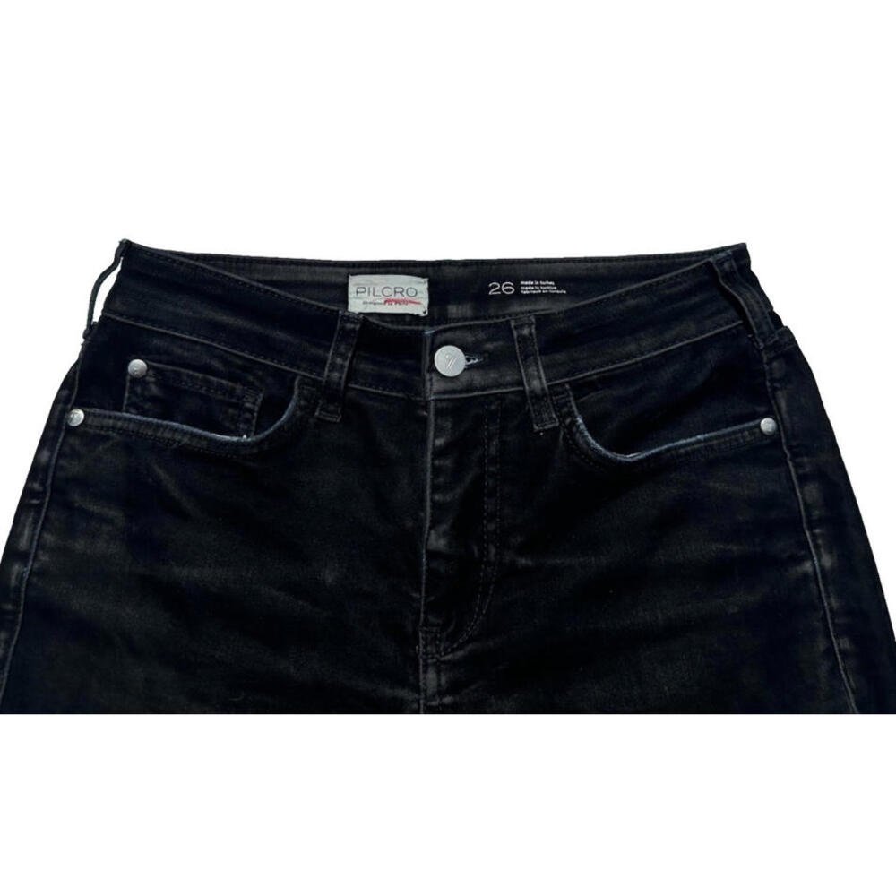 Anthropologie Pilcro The Yaya 26 Velvet Crop Flare Jeans Black Stretch $158 - Picture 5 of 9
